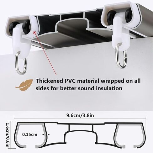 Heavy Duty Double Curtain Track - Ceiling Mounted Aluminum Curtain Rails for Room Divider, Bedroom, Living Room, Kitchen, Outdoor Use - Grey 230cm (7.5ft) in Saudi Arabia