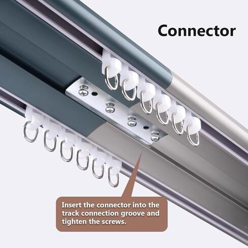 Heavy Duty Double Curtain Track - Ceiling Mounted Aluminum Curtain Rails for Room Divider, Bedroom, Living Room, Kitchen, Outdoor Use - Grey 230cm (7.5ft) in Saudi Arabia
