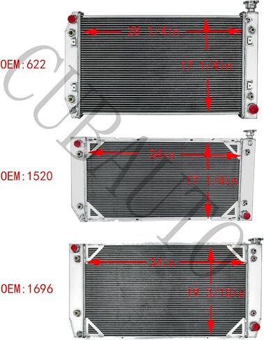 Aluminum Radiator For 1994-2000 Chevy/GMC C1500 C2500 C3500 K1500 K2500 K3500 Suburban Tahoe Yukon for Cadillac Escalade Pickup 5.7L 7.4L V8,3 Row Automotive Replacement Engine Radiator in Saudi Arabia