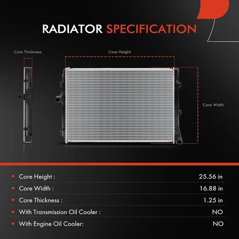 A-Premium Engine Coolant Radiator Assembly Compatible with Volkswagen Passat 2012 2013 2014 2.0L in Saudi Arabia