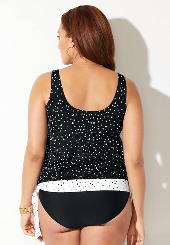 Swimsuits For All Women's Plus Size Scoop Neck Relaxed Fit Side Tie Blouson Tankini Top in Saudi Arabia
