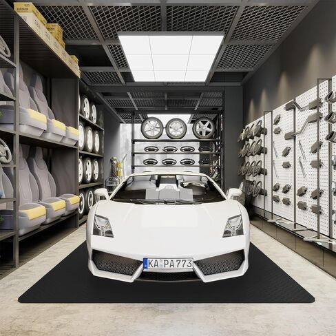Tangkula 15.5 x 7.7 FT Garage Floor Mat Pack of 4, 7 mm Thickened PE Flooring Rolls for Under Car, Cuttable Diamond-Plate Protector Mat for Parking Lots, Gym, Warehouse, Cargo Container in Saudi Arabia