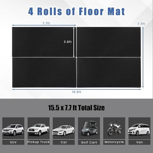 Tangkula 15.5 x 7.7 FT Garage Floor Mat Pack of 4, 7 mm Thickened PE Flooring Rolls for Under Car, Cuttable Diamond-Plate Protector Mat for Parking Lots, Gym, Warehouse, Cargo Container in Saudi Arabia