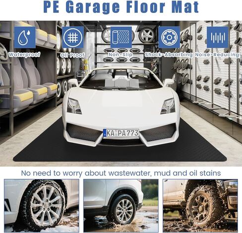Tangkula 15.5 x 7.7 FT Garage Floor Mat Pack of 4, 7 mm Thickened PE Flooring Rolls for Under Car, Cuttable Diamond-Plate Protector Mat for Parking Lots, Gym, Warehouse, Cargo Container in Saudi Arabia