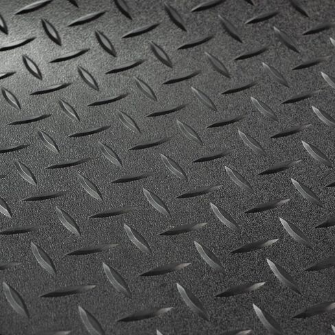 RecPro RV Trailer Diamond Plate Pattern Flooring | Black | 8' 6" Wide | Rubber, Garage, Gym, Toy Hauler, Car Show Trailer Flooring (Black, 10') in Saudi Arabia