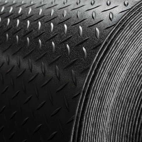 RecPro RV Trailer Diamond Plate Pattern Flooring | Black | 8' 6" Wide | Rubber, Garage, Gym, Toy Hauler, Car Show Trailer Flooring (Black, 10') in Saudi Arabia