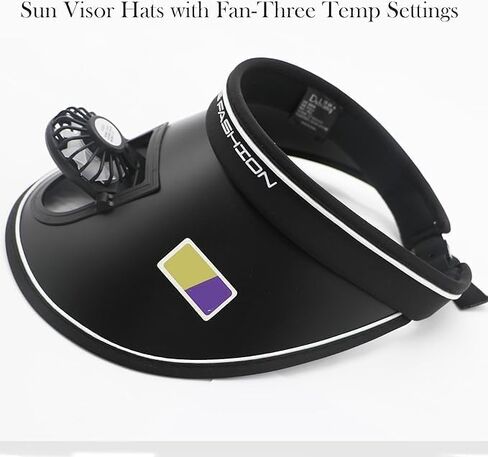 قبعات Sun Visor مع قبعة من أشعة الشمس في الهواء الطلق مع مروحة-ثلاثة أعمدة من أعمدة النساء/الرجال/الأطفال ، مشبك مرن قابل للتعديل أسود in Saudi Arabia
