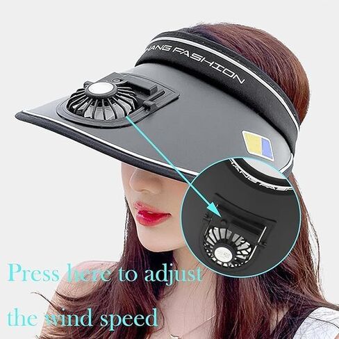 قبعات Sun Visor مع قبعة من أشعة الشمس في الهواء الطلق مع مروحة-ثلاثة أعمدة من أعمدة النساء/الرجال/الأطفال ، مشبك مرن قابل للتعديل أسود in Saudi Arabia
