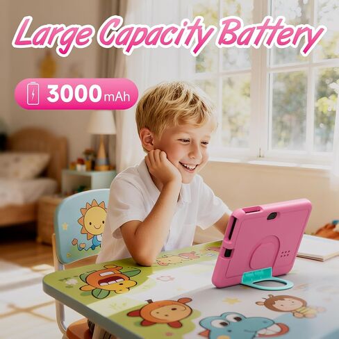 Kids Tablet, 7 inch Android Tablet for Kids, 4GB RAM 32GB ROM 1TB Expand, Toddler Tablets with Parental Control, IPS Screen, Dual Camera, Educational, Games, Shockproof Case for Boys/Girls (Pink) in Kuwait
