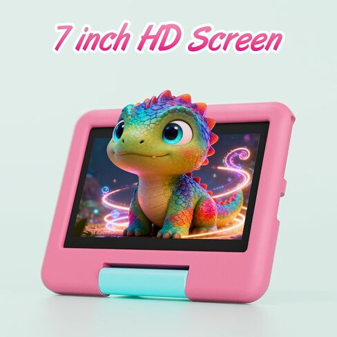 Kids Tablet, 7 inch Android Tablet for Kids, 4GB RAM 32GB ROM 1TB Expand, Toddler Tablets with Parental Control, IPS Screen, Dual Camera, Educational, Games, Shockproof Case for Boys/Girls (Pink) in Kuwait