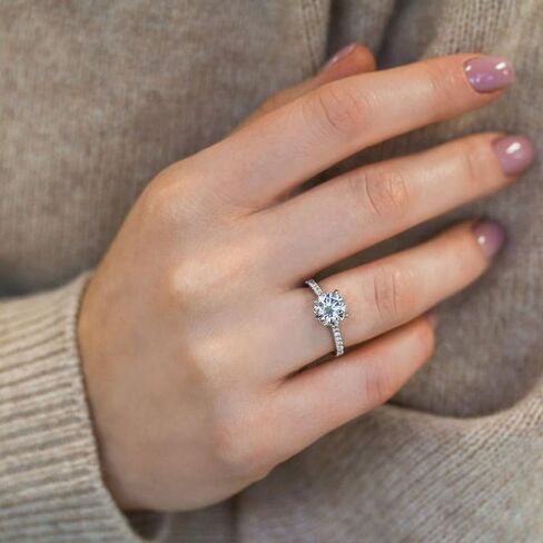 1ct 6.5mm 10K 14K 18K Gold Moissanite Engagement Wedding Ring for Women Classic 4-Prong Simulated Diamond Promise Bridal Ring Size 4-12 in Kuwait