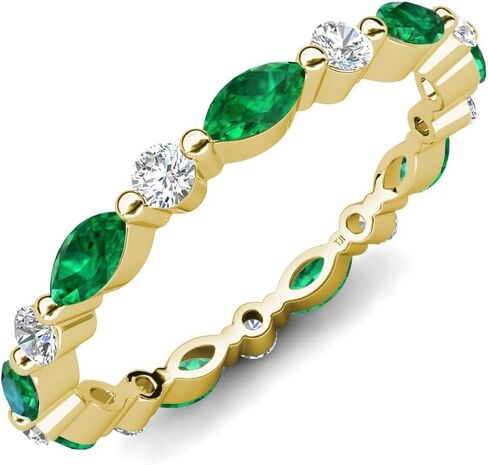0.95 CTW Marquise Emerald و Round Lab Grown Diamond Women Band Band Band -internity in 14k Gold in Kuwait