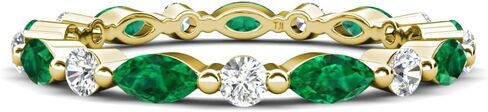 0.95 CTW Marquise Emerald و Round Lab Grown Diamond Women Band Band Band -internity in 14k Gold in Kuwait