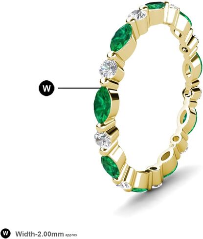 0.95 CTW Marquise Emerald و Round Lab Grown Diamond Women Band Band Band -internity in 14k Gold in Kuwait