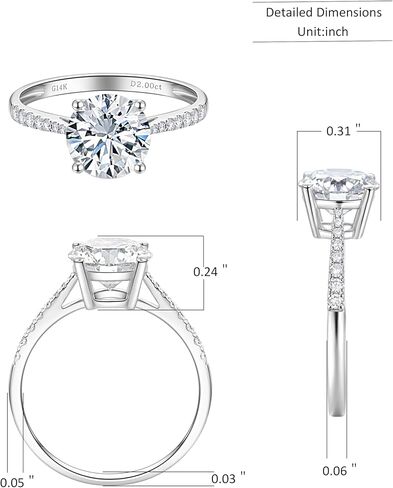 14 كيلو أبيض الذهب 1-3 مختبر قيراط نما خاتم الخطوبة الماس ، شهادة IGI الكلاسيكية 4-شريحة القطع مع وضع هالة ، D-E Color VS1-VS2 Clarity ، شريط الزفاف للنساء in Kuwait