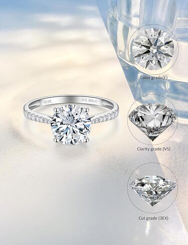 14 كيلو أبيض الذهب 1-3 مختبر قيراط نما خاتم الخطوبة الماس ، شهادة IGI الكلاسيكية 4-شريحة القطع مع وضع هالة ، D-E Color VS1-VS2 Clarity ، شريط الزفاف للنساء in Kuwait