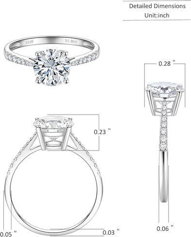 14 كيلو أبيض الذهب 1-3 مختبر قيراط نما خاتم الخطوبة الماس ، شهادة IGI الكلاسيكية 4-شريحة القطع مع وضع هالة ، D-E Color VS1-VS2 Clarity ، شريط الزفاف للنساء in Kuwait