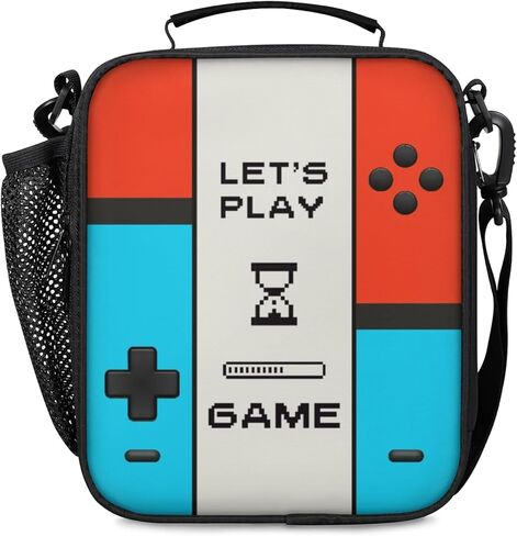 صناديق الغداء الأولاد لمدرسة فيديو ألعاب مراقب كيس غداء معزول معزول محمولة مع حزام كتف قابل للتعديل وحامل زجاجة ماء للعمل النزهة على الشاطئ in Kuwait