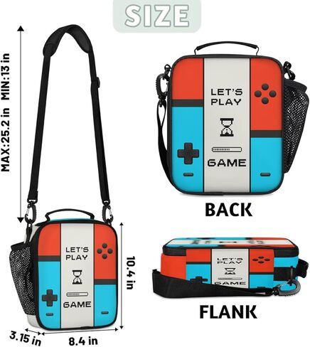 صناديق الغداء الأولاد لمدرسة فيديو ألعاب مراقب كيس غداء معزول معزول محمولة مع حزام كتف قابل للتعديل وحامل زجاجة ماء للعمل النزهة على الشاطئ in Kuwait