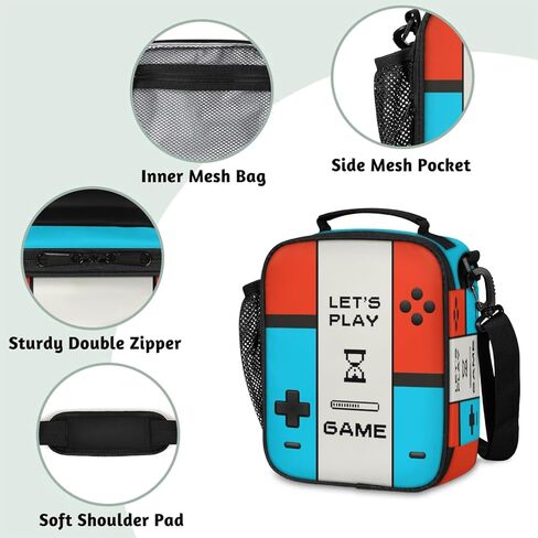 صناديق الغداء الأولاد لمدرسة فيديو ألعاب مراقب كيس غداء معزول معزول محمولة مع حزام كتف قابل للتعديل وحامل زجاجة ماء للعمل النزهة على الشاطئ in Kuwait