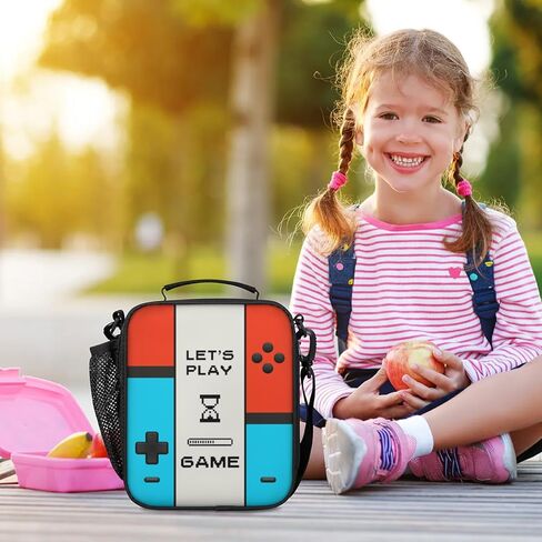 صناديق الغداء الأولاد لمدرسة فيديو ألعاب مراقب كيس غداء معزول معزول محمولة مع حزام كتف قابل للتعديل وحامل زجاجة ماء للعمل النزهة على الشاطئ in Kuwait