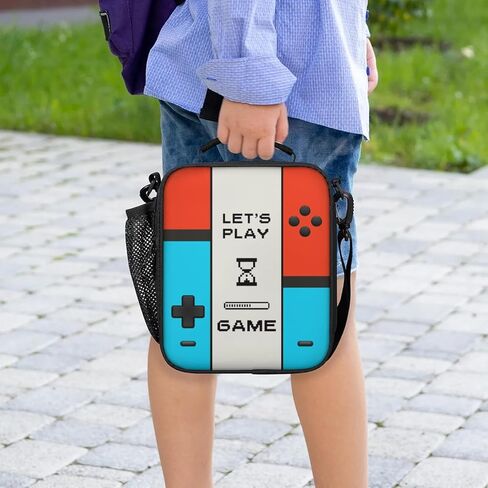 صناديق الغداء الأولاد لمدرسة فيديو ألعاب مراقب كيس غداء معزول معزول محمولة مع حزام كتف قابل للتعديل وحامل زجاجة ماء للعمل النزهة على الشاطئ in Kuwait