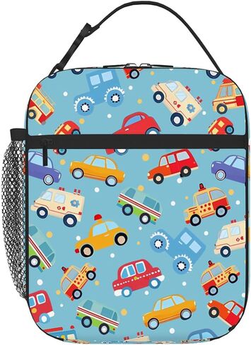 كيس غداء الأطفال شاحنات شاحنات سيارات معزولة معزولة للأولاد ، عودة الفتيات إلى المدرسة ، حقيبة صندوق غداء مبرد حراري قابل لإعادة الاستخدام in Kuwait