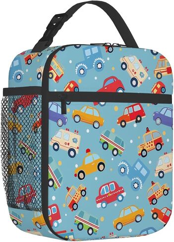 كيس غداء الأطفال شاحنات شاحنات سيارات معزولة معزولة للأولاد ، عودة الفتيات إلى المدرسة ، حقيبة صندوق غداء مبرد حراري قابل لإعادة الاستخدام in Kuwait