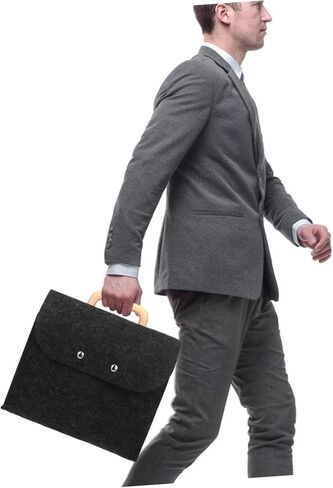 ARTIBETTER Elegant Wood Handle Felt Bag Large Capacity Business Tote Pouch for Documents in Saudi Arabia
