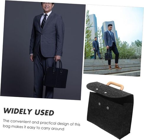 ARTIBETTER Elegant Wood Handle Felt Bag Large Capacity Business Tote Pouch for Documents in Saudi Arabia