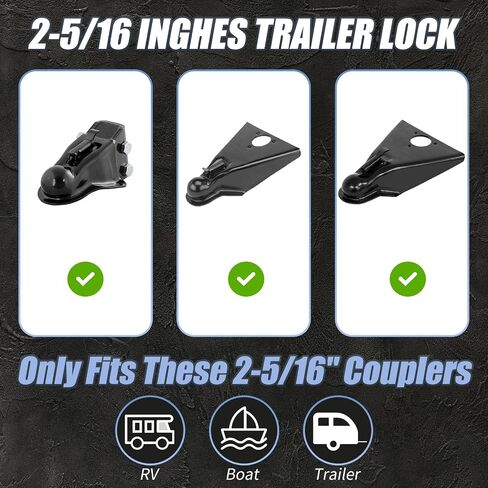 2 Inch Trailer Hitch Lock - 2178 Heavy Duty Anti Theft Lock Secures Ball Coupler and Safety Chains for RV,Boat,Dump,Cargo and Camper Trailers (Black) in Saudi Arabia