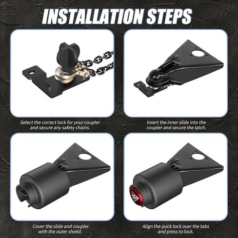 2 Inch Trailer Hitch Lock - 2178 Heavy Duty Anti Theft Lock Secures Ball Coupler and Safety Chains for RV,Boat,Dump,Cargo and Camper Trailers (Black) in Saudi Arabia