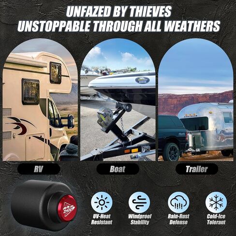 2 Inch Trailer Hitch Lock - 2178 Heavy Duty Anti Theft Lock Secures Ball Coupler and Safety Chains for RV,Boat,Dump,Cargo and Camper Trailers (Black) in Saudi Arabia