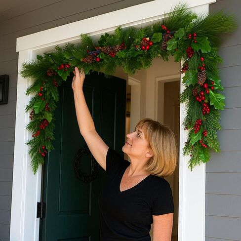 Bucherry Garland Hanger for Door Frame - Adjustable Fits 59"- 67" Width Front Doors Christmas Garland Hanger for Hanging Wreaths, Colorful Lights, No Screws, Drilling, Easy Assembly(Black) in Saudi Arabia