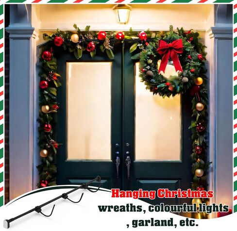 Bucherry Garland Hanger for Door Frame - Adjustable Fits 59"- 67" Width Front Doors Christmas Garland Hanger for Hanging Wreaths, Colorful Lights, No Screws, Drilling, Easy Assembly(Black) in Saudi Arabia