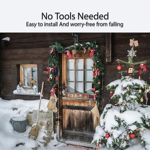 Garland Hanger for Front Door | Adjustable 32"-80" Fit Doors/Frames | Heavy-Duty for Christmas/Halloween Decor | Holds Wreaths, Lights | No Screws/Drilling - Damage-Free (Medium-(32"-67")) in Saudi Arabia
