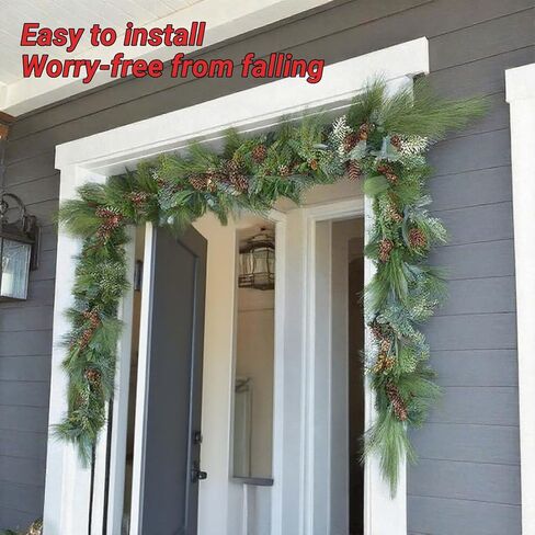 Garland Hanger for Front Door | Adjustable 32"-80" Fit Doors/Frames | Heavy-Duty for Christmas/Halloween Decor | Holds Wreaths, Lights | No Screws/Drilling - Damage-Free (Medium-(32"-67")) in Saudi Arabia