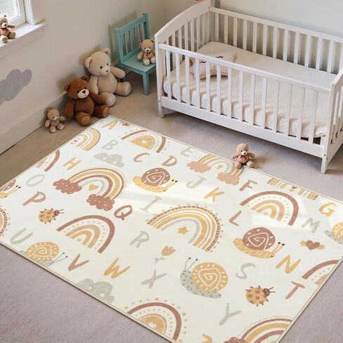 LIVEBOX Soft Kids ABC Rug, Washable Rainbow Rugs for Bedroom, Non Slip Playroom Carpet Cute Alphabet Mat for Preshcool Play Room (Orange,3'x5') in Saudi Arabia