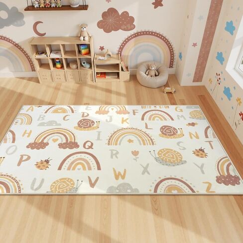 LIVEBOX Soft Kids ABC Rug, Washable Rainbow Rugs for Bedroom, Non Slip Playroom Carpet Cute Alphabet Mat for Preshcool Play Room (Orange,3'x5') in Saudi Arabia