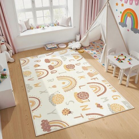 LIVEBOX Soft Kids ABC Rug, Washable Rainbow Rugs for Bedroom, Non Slip Playroom Carpet Cute Alphabet Mat for Preshcool Play Room (Orange,3'x5') in Saudi Arabia