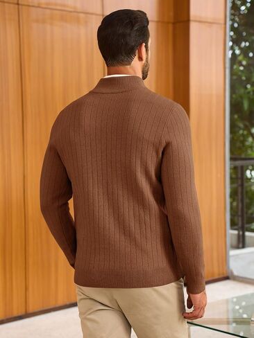 Runcati Mens Quarter Zip Sweater Deace Deck Nust Disual مضلعة متماسكة السقوط سقوط خفيفة الوزن البولو in Saudi Arabia