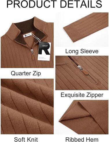 Runcati Mens Quarter Zip Sweater Deace Deck Nust Disual مضلعة متماسكة السقوط سقوط خفيفة الوزن البولو in Saudi Arabia