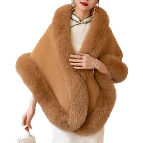 كيب-سوفيت دافئ الكشميري باشمينا صوف شال للسيدات فور الثعلب الحقيقي المشذبة in Kuwait