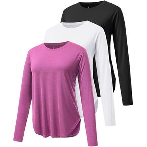Cosy Pyro 3-Pack Workout Tops for Women Long Sleeve Athletic T-Shirts UPF 50+ Yoga Shirts Quick Dry Running Gym Tee in Kuwait