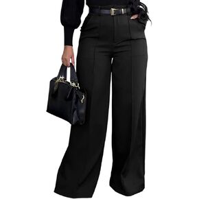 SHINFY Women Wide Leg Dress Pants High Waisted Slacks Pleated Business Casual Office Palazzo Work Pants Trousers in Kuwait