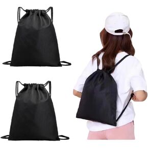 2-Pack Waterproof Drawstring Backpacks, Soccer-Texture Oxford Fabric, 16.9" × 13.8" Black, Lightweight 0.19 lb Each, No Eyelets, Gym & Marathon Gear Sacks (Red) in Kuwait