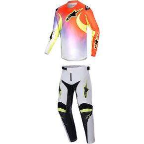 جهاز Alpinestars Racer Lucent White/Neon Red/Yellow Fluo Youth Moto Gear Set - Pant and Jersey Combo in Kuwait