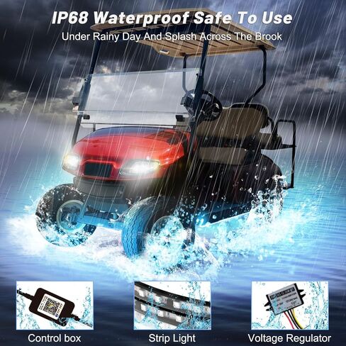 Golf Cart Underbody LED Lights 4pcs ، 12V - 80V Cart Golf Cart Underglow Light Kit Bluetooth App Control Colors for Ezgo Club Car Yamaha ، Music Mic Sync Myses (Commone Compltage Stelducer) in Saudi Arabia