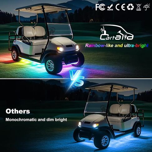 Golf Cart Underbody LED Lights 4pcs ، 12V - 80V Cart Golf Cart Underglow Light Kit Bluetooth App Control Colors for Ezgo Club Car Yamaha ، Music Mic Sync Myses (Commone Compltage Stelducer) in Saudi Arabia