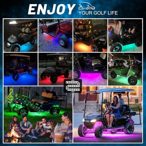 Golf Cart Underbody LED Lights 4pcs ، 12V - 80V Cart Golf Cart Underglow Light Kit Bluetooth App Control Colors for Ezgo Club Car Yamaha ، Music Mic Sync Myses (Commone Compltage Stelducer) in Saudi Arabia